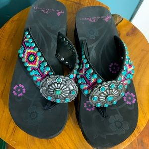 Montana West Brand Western Platform Flip Flop